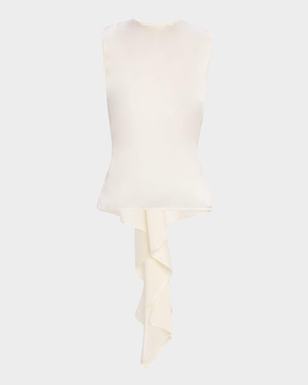 sleeveless draped silk scarf top