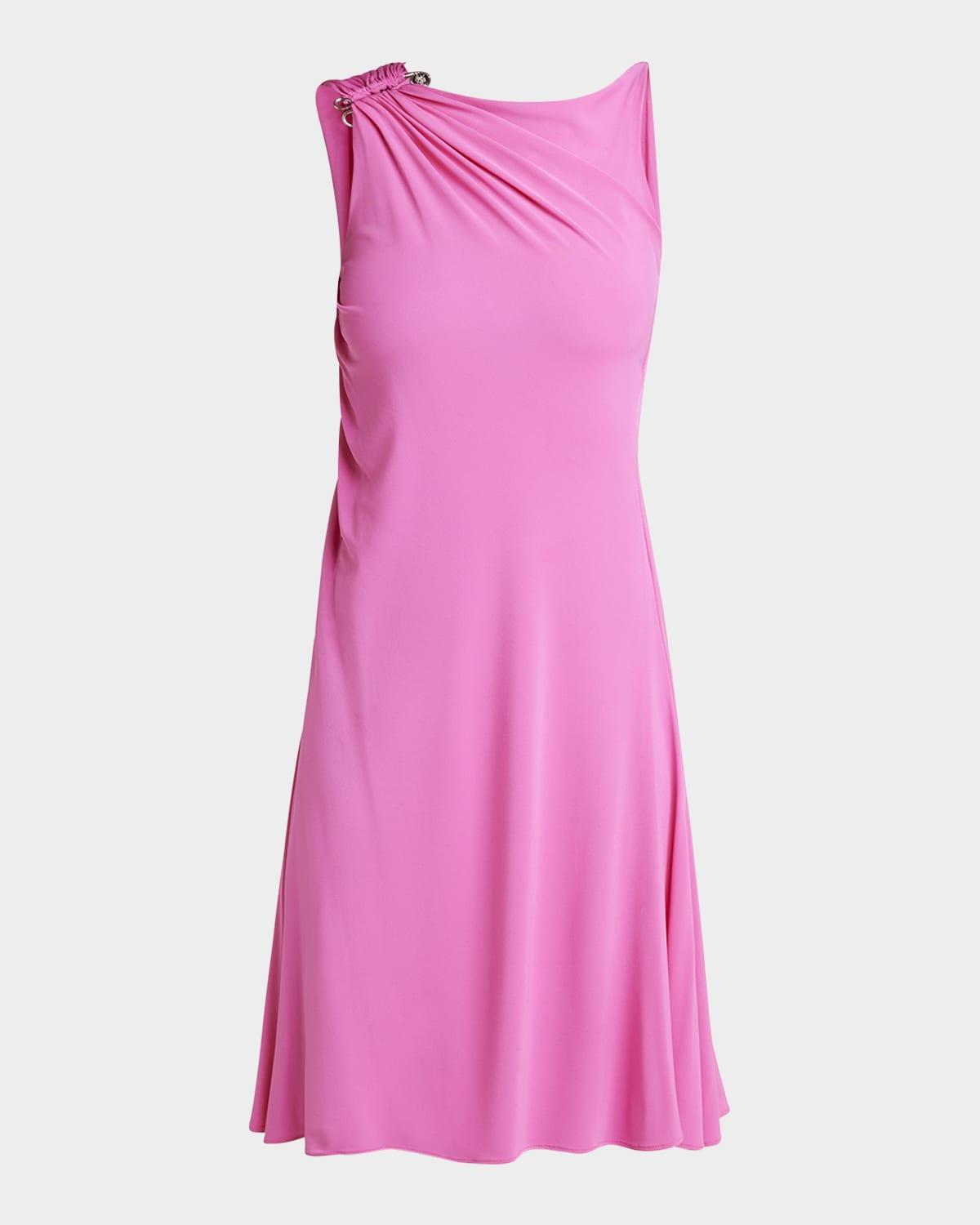 sleeveless draped stretch crepe jersey dress