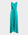 sleeveless draped voile satin gown