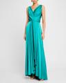 sleeveless draped voile satin gown