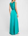 sleeveless draped voile satin gown