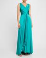sleeveless draped voile satin gown