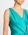 sleeveless draped voile satin gown