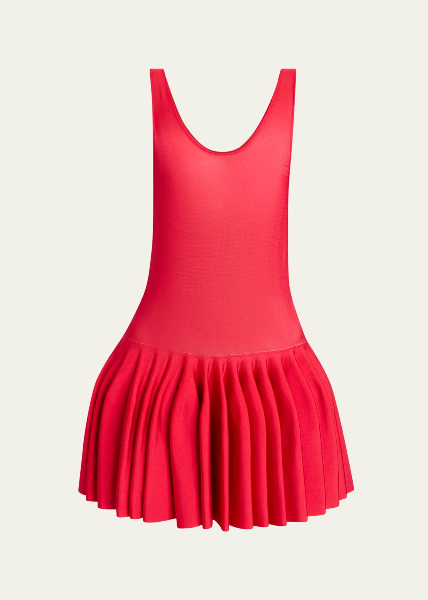 sleeveless drop-waist flared skirt mini dress