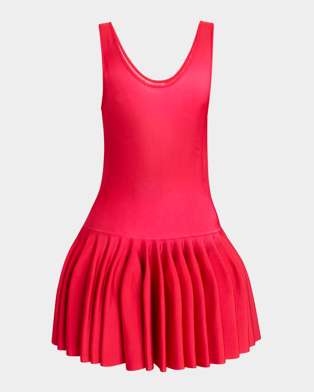 sleeveless drop-waist flared skirt mini dress