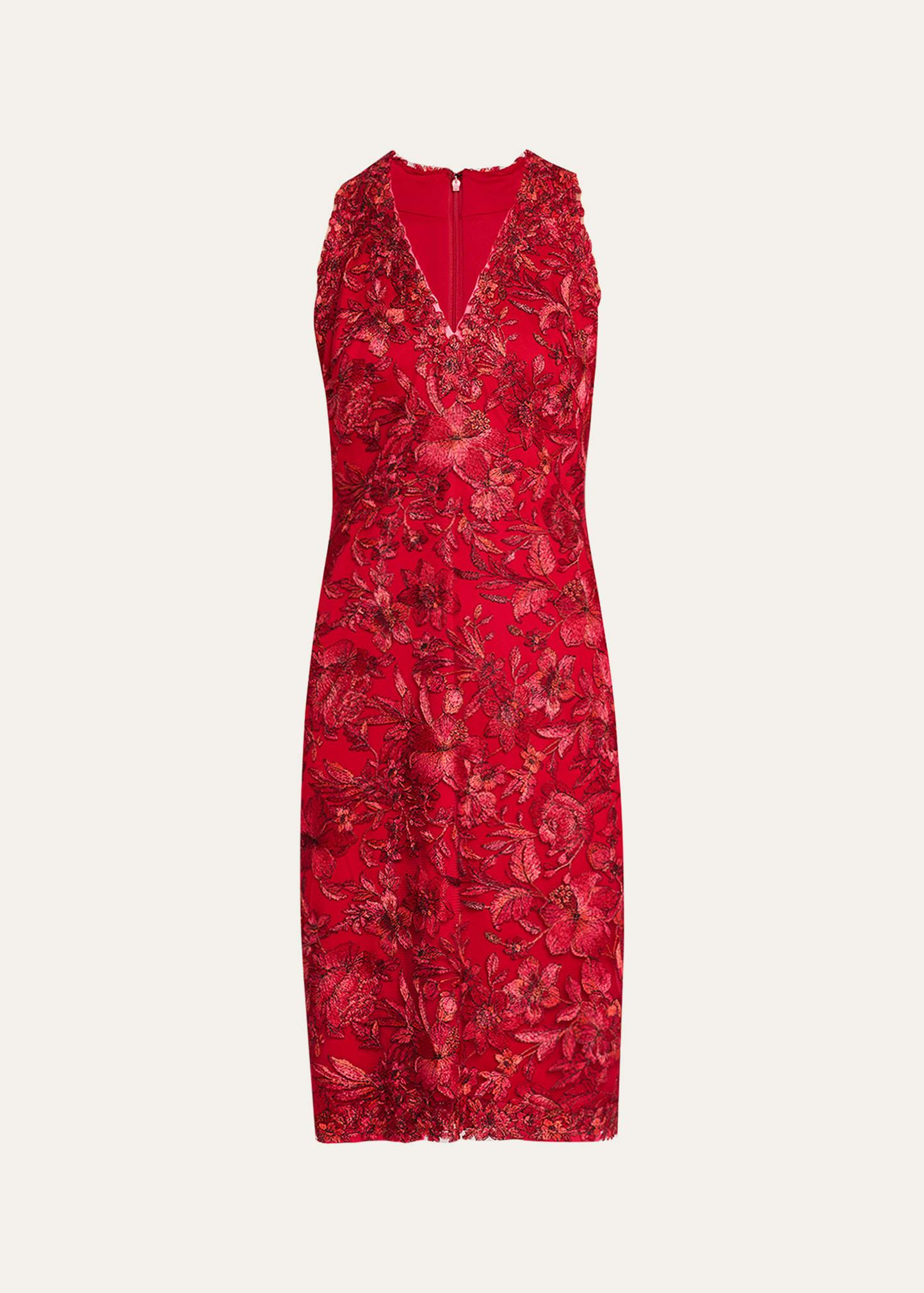 sleeveless embroidered lace halter dress