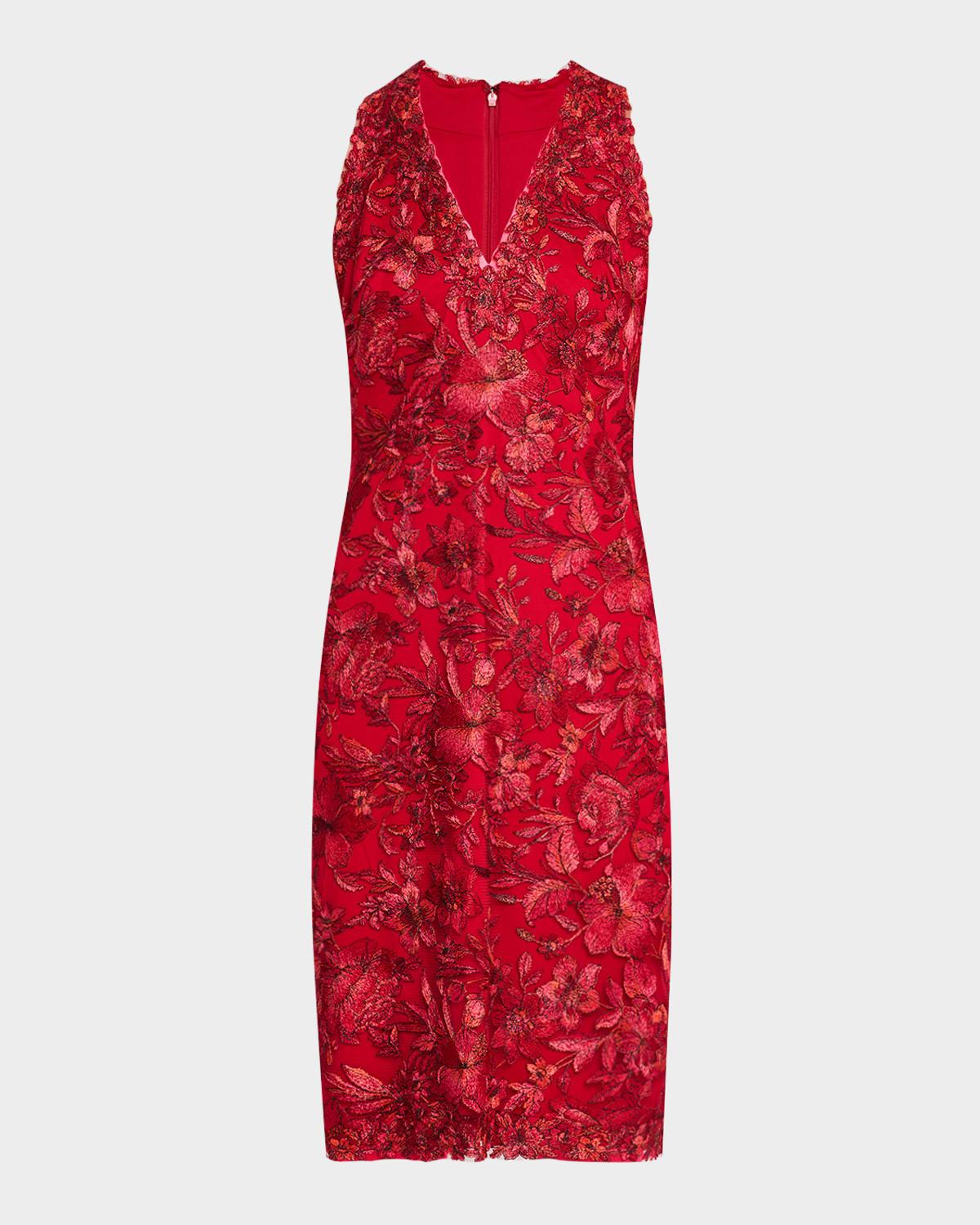 sleeveless embroidered lace halter dress