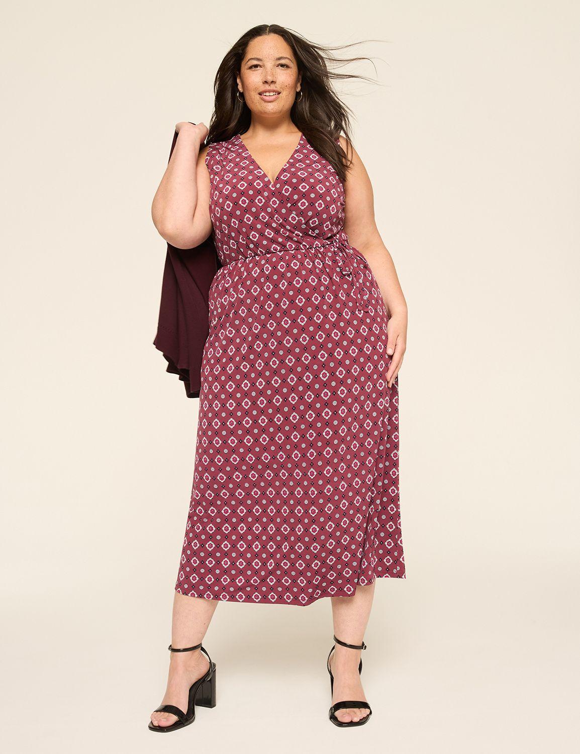sleeveless faux-wrap jersey dress