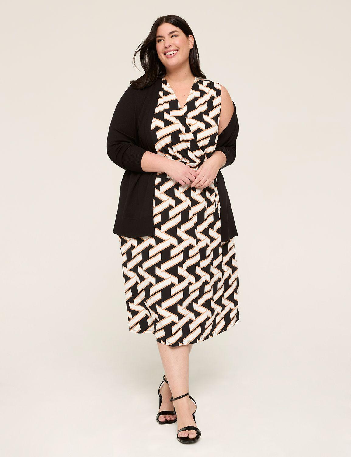sleeveless faux-wrap jersey midi dress
