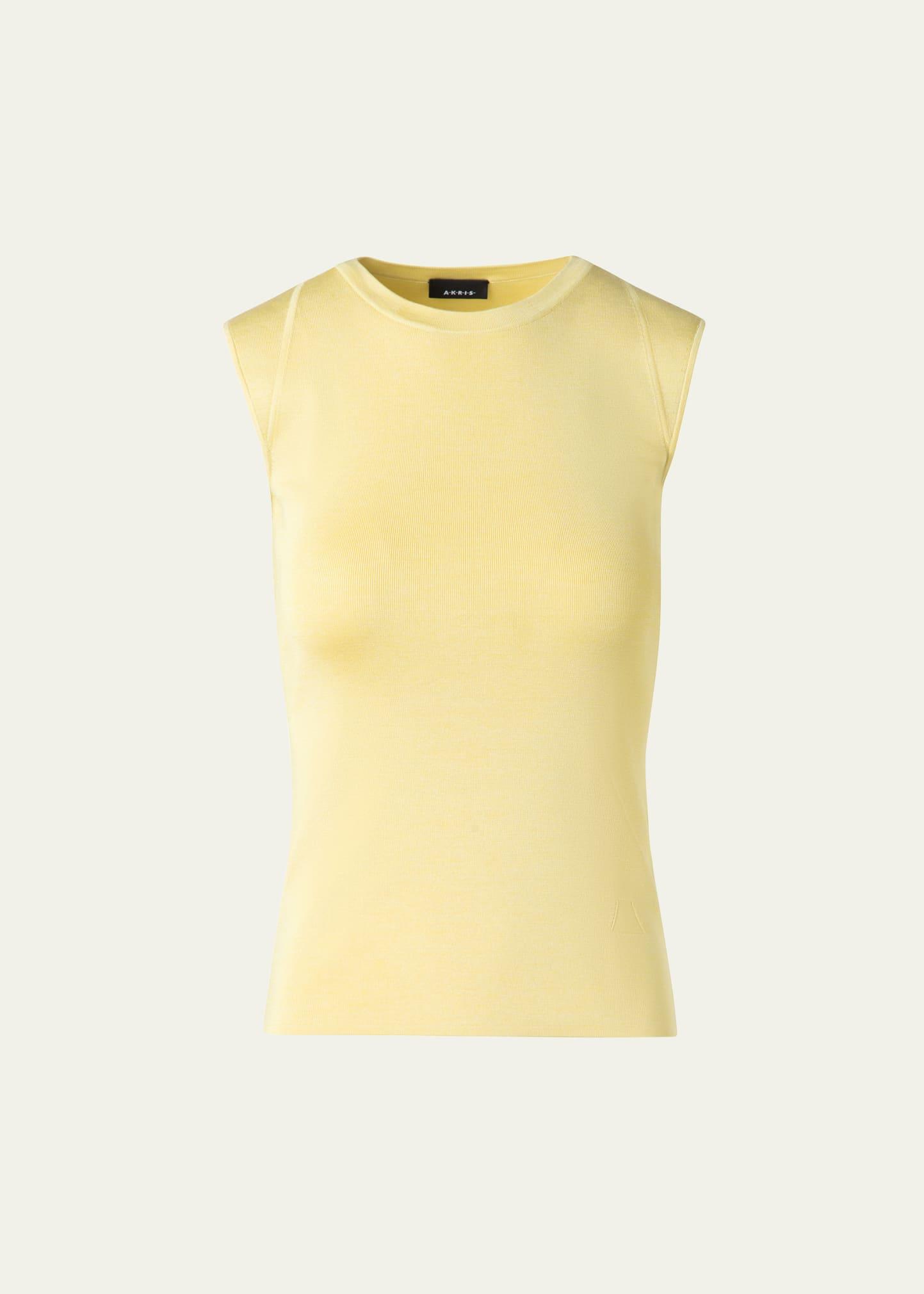 sleeveless fitted silk stretch knit top