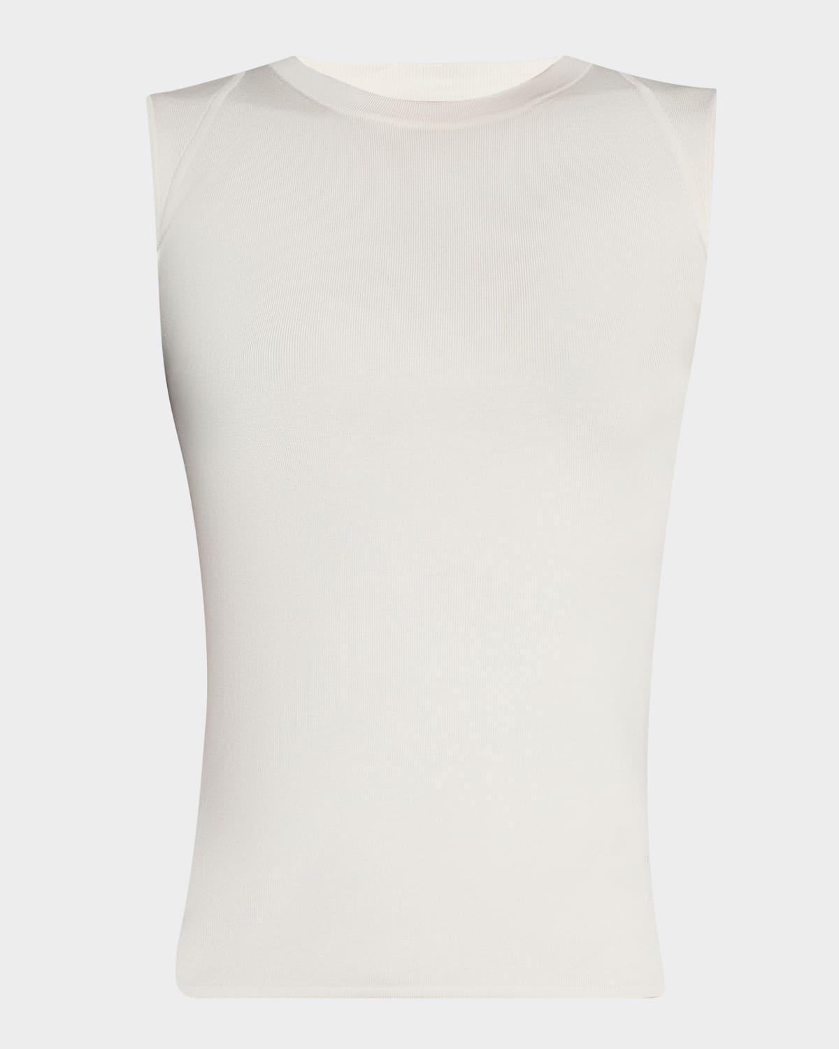 sleeveless fitted silk stretch knit top