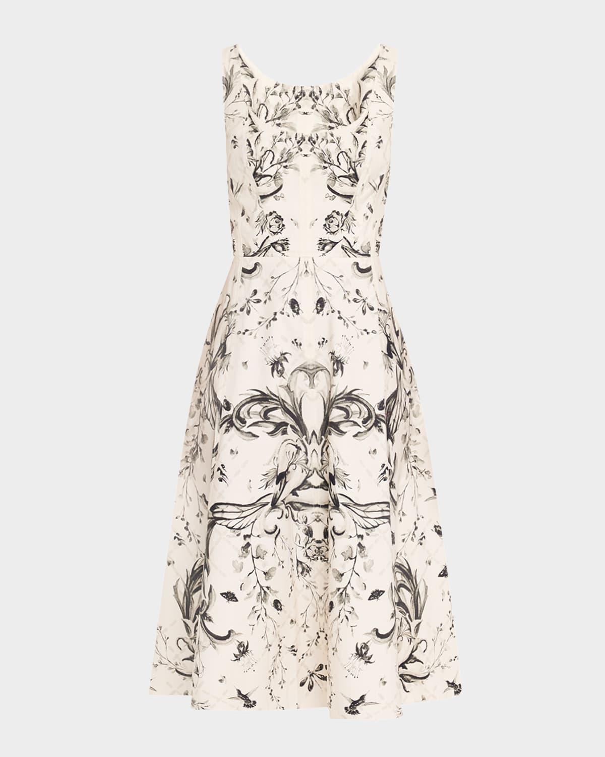 sleeveless floral-print cotton midi dress