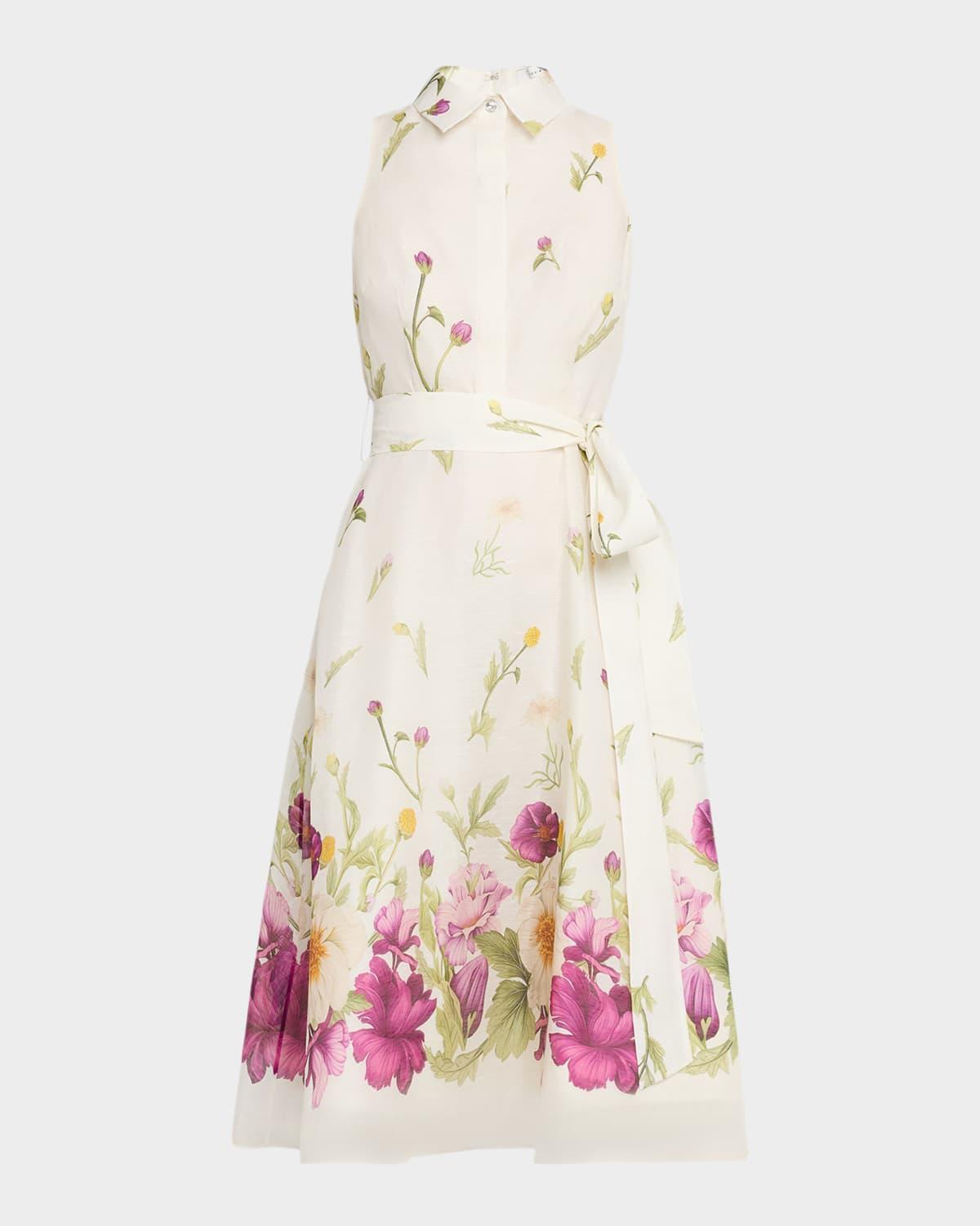 sleeveless floral-print midi shirtdress