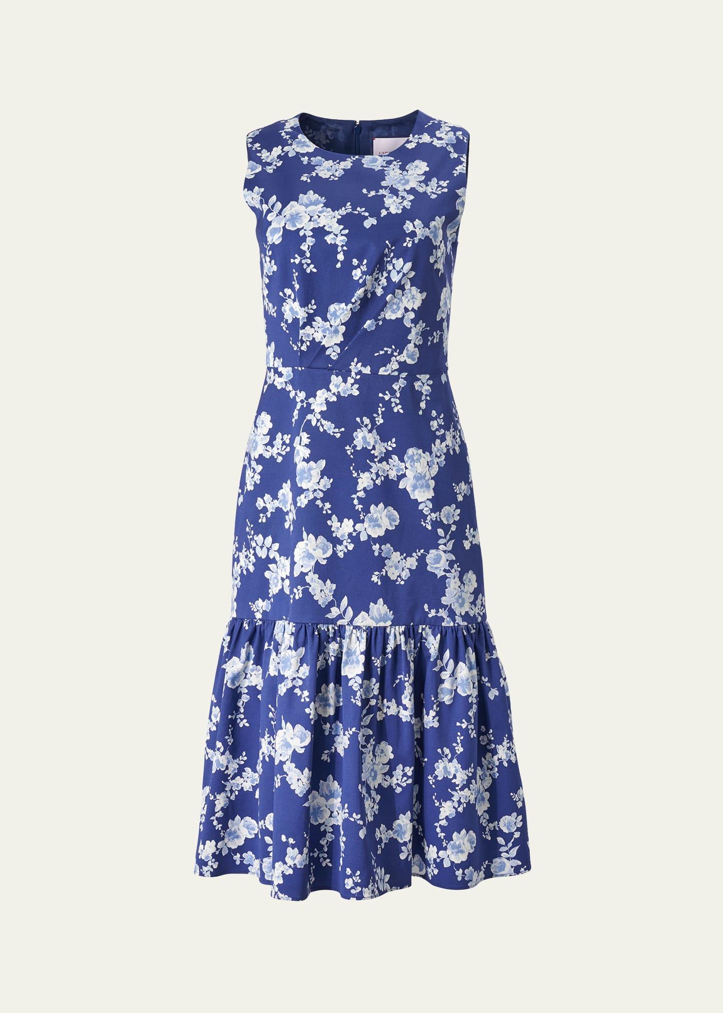 sleeveless floral ruffle dress
