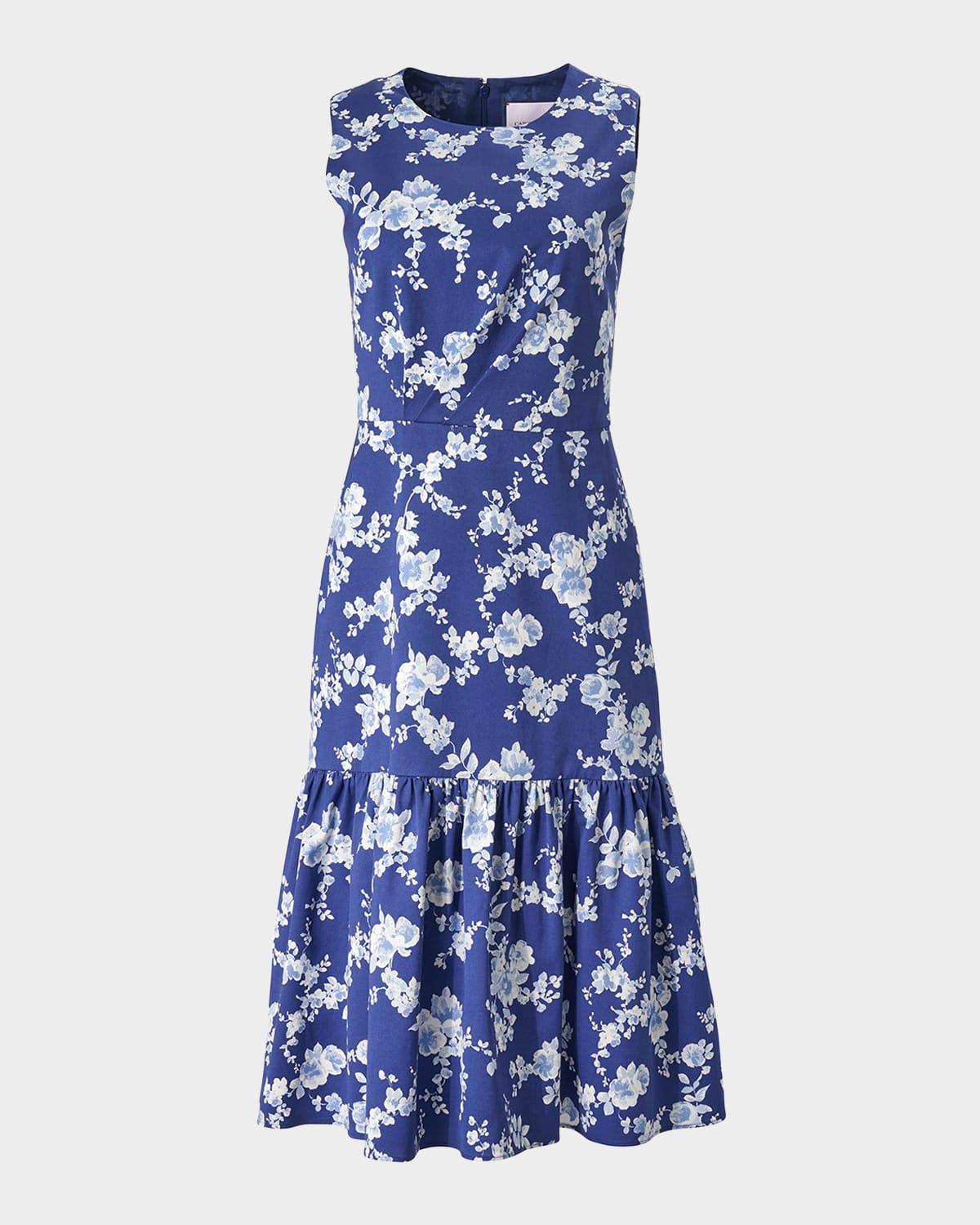 sleeveless floral ruffle dress