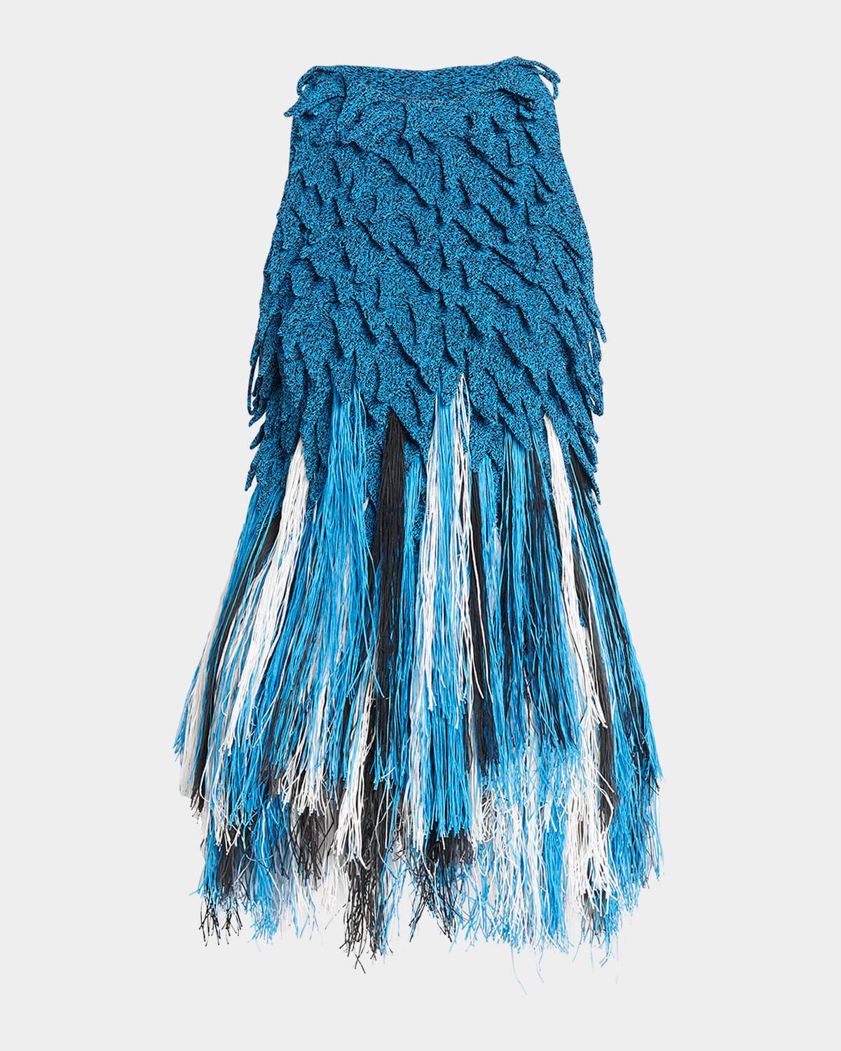 sleeveless fringe empire-waist textured knit top