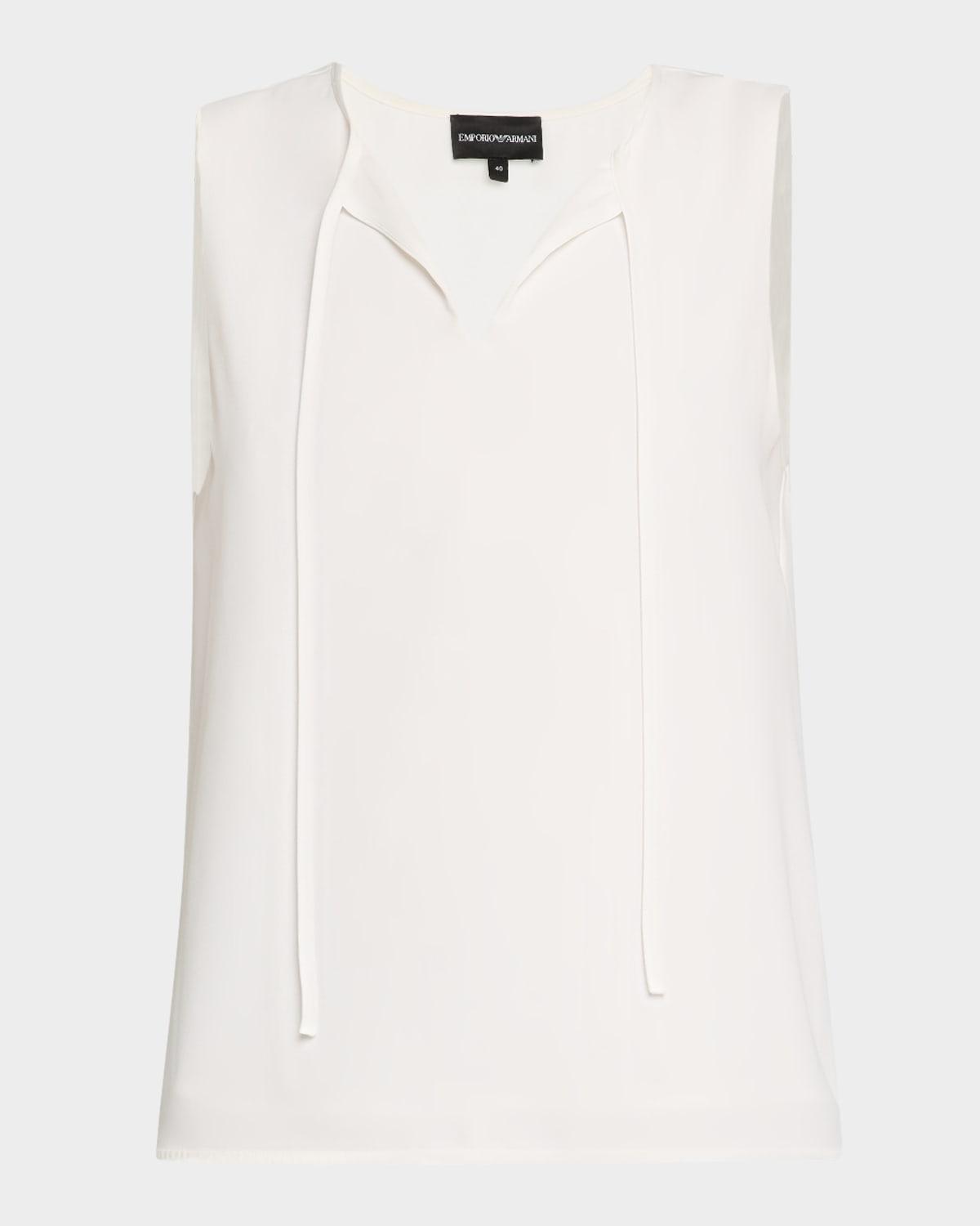 sleeveless front-tie blouse