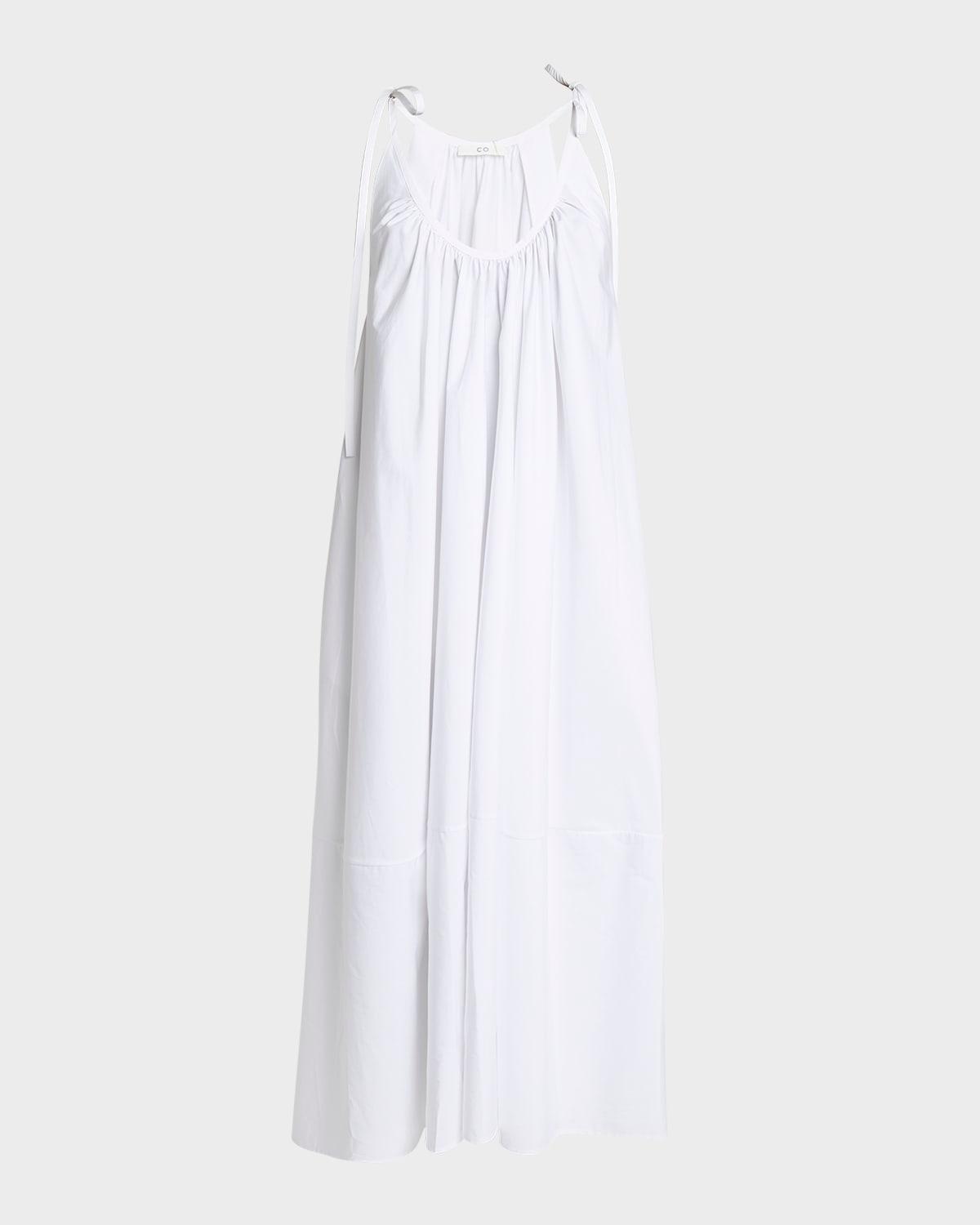 sleeveless gathered maxi shift dress