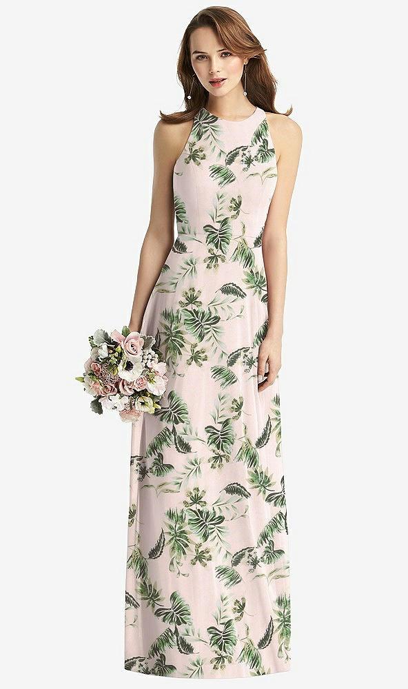 sleeveless halter chiffon maxi dress