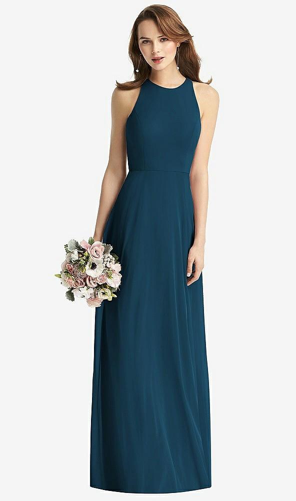sleeveless halter chiffon maxi dress