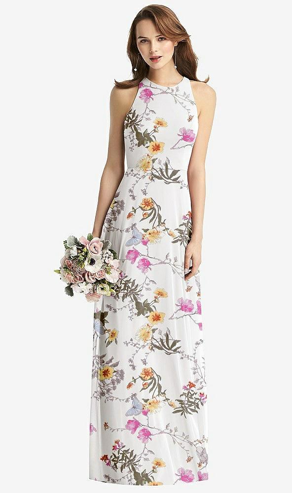 sleeveless halter chiffon maxi dress