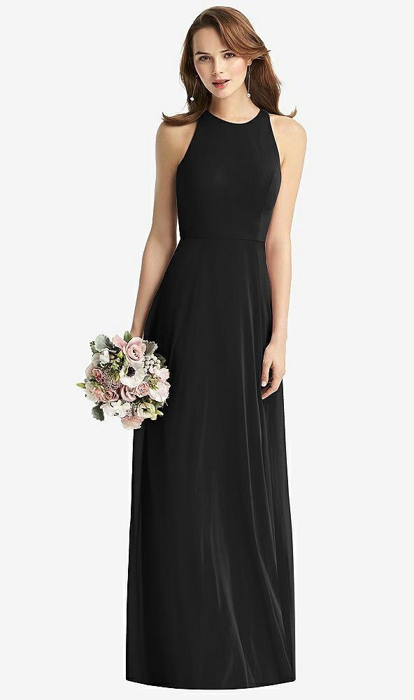 sleeveless halter chiffon maxi dress