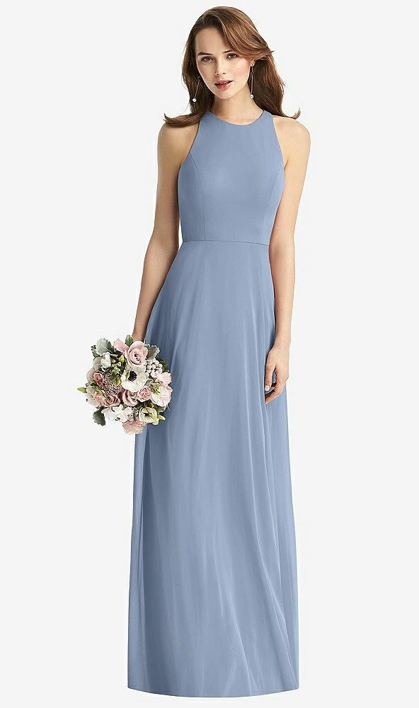 sleeveless halter chiffon maxi dress