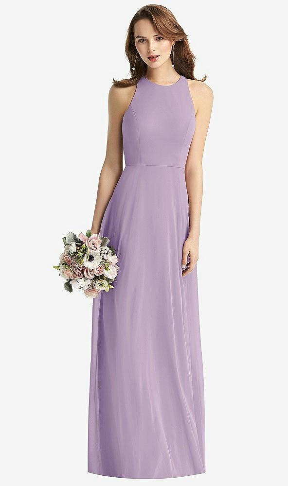 sleeveless halter chiffon maxi dress