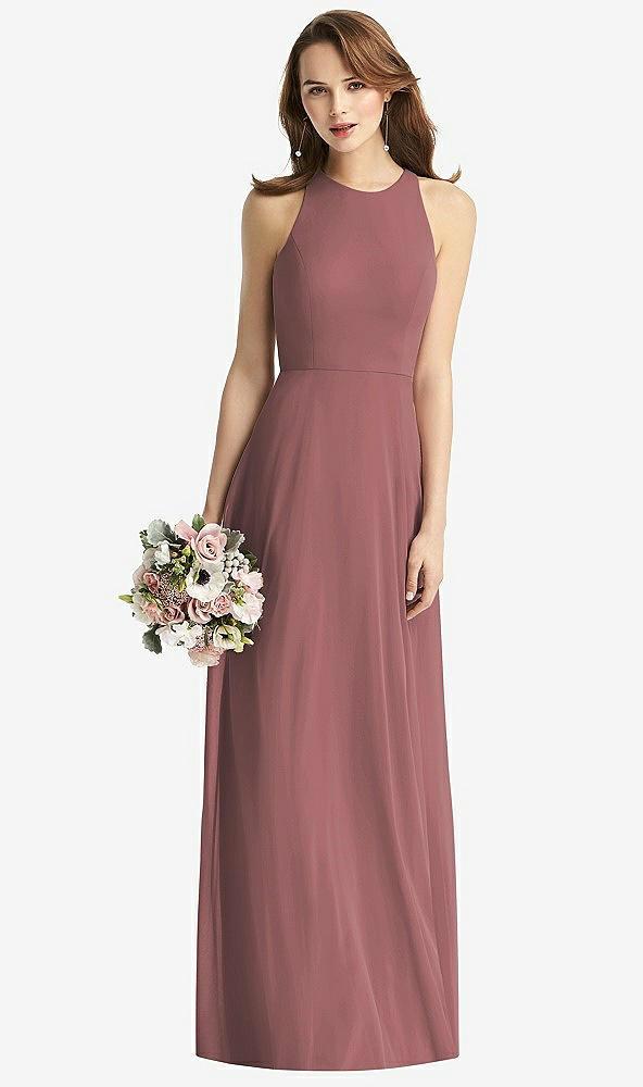 sleeveless halter chiffon maxi dress