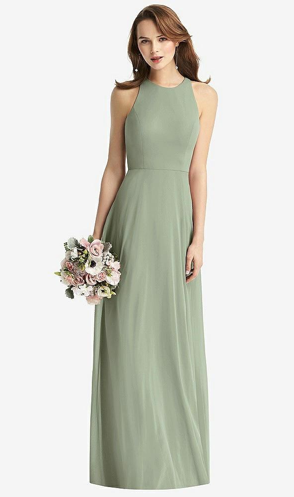 sleeveless halter chiffon maxi dress