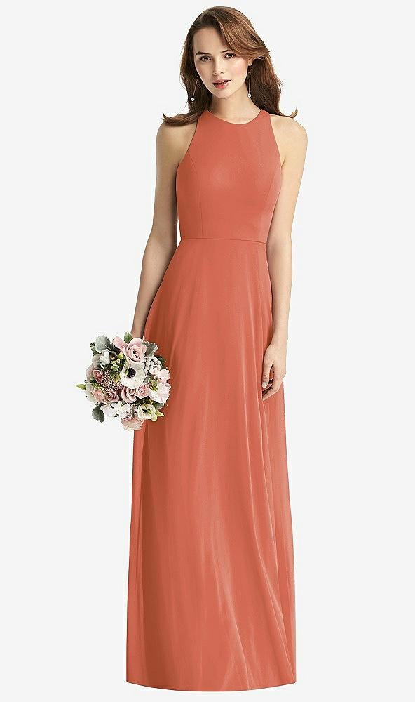 sleeveless halter chiffon maxi dress