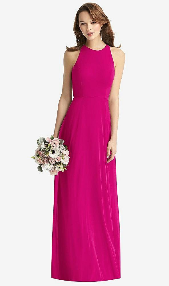 sleeveless halter chiffon maxi dress