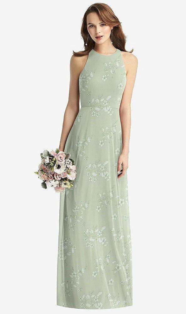 sleeveless halter chiffon maxi dress