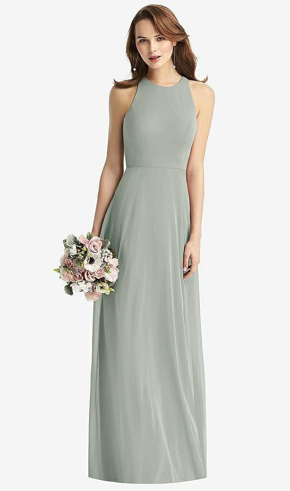 sleeveless halter chiffon maxi dress