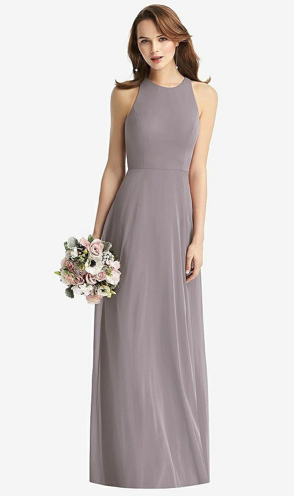 sleeveless halter chiffon maxi dress