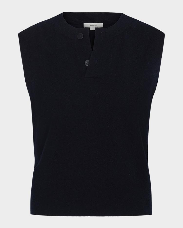 sleeveless henley shell