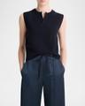 sleeveless henley shell