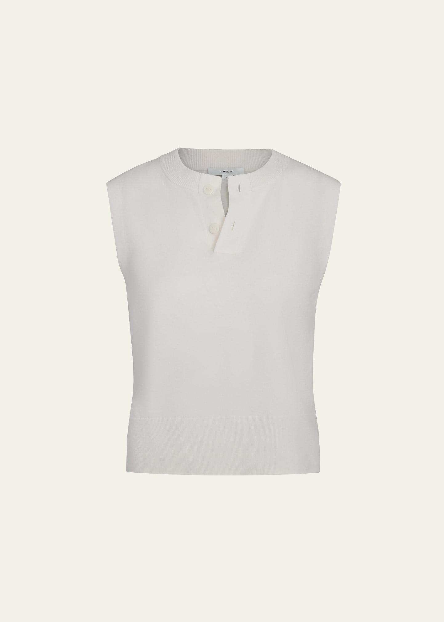 sleeveless henley shell
