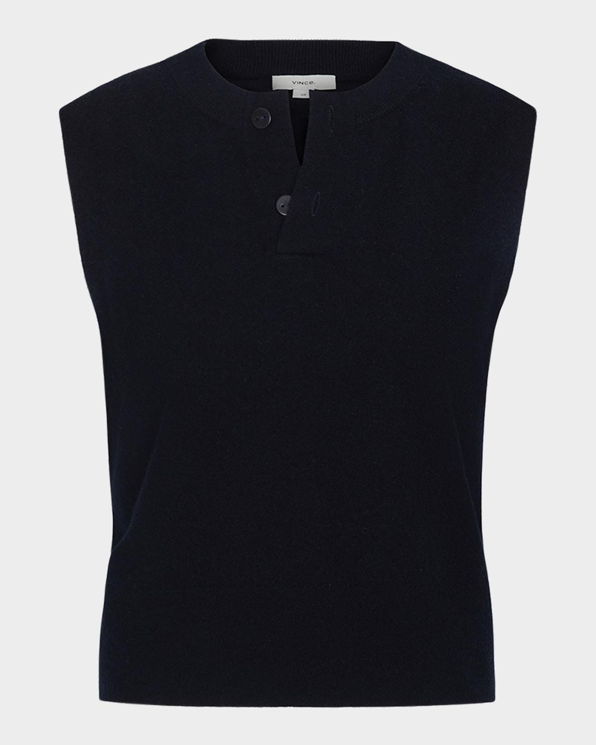 sleeveless henley shell