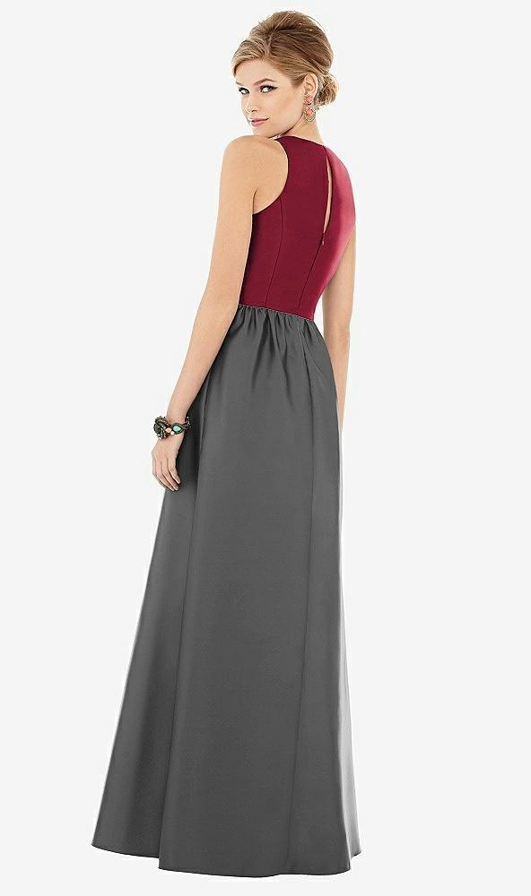 sleeveless keyhole back satin maxi dress