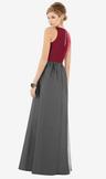 sleeveless keyhole back satin maxi dress