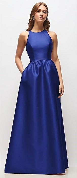 sleeveless keyhole back satin maxi dress