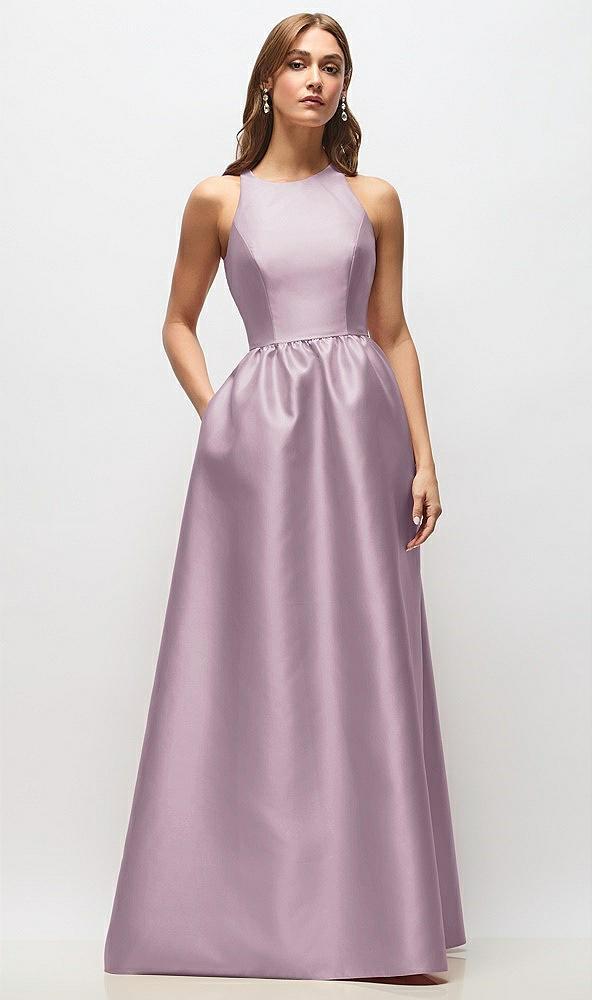 sleeveless keyhole back satin maxi dress