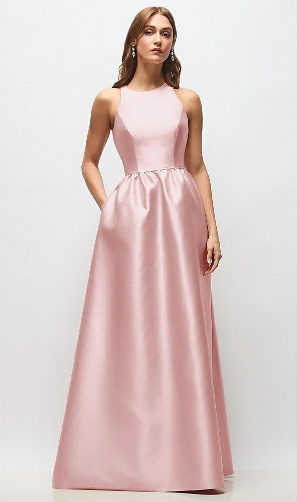 sleeveless keyhole back satin maxi dress