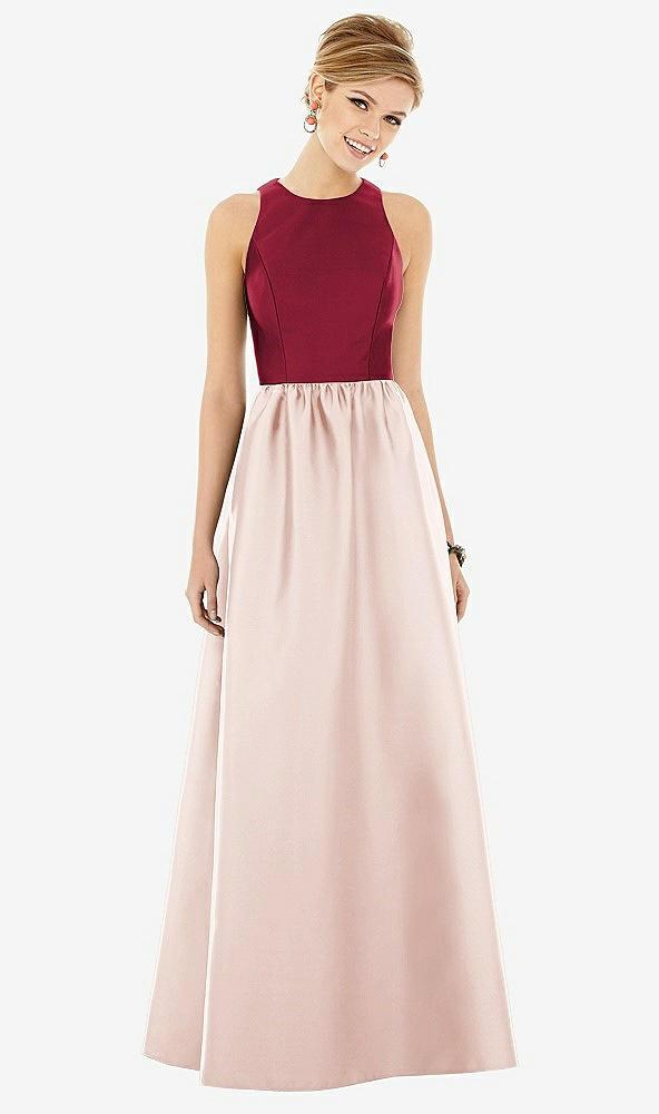 sleeveless keyhole back satin maxi dress