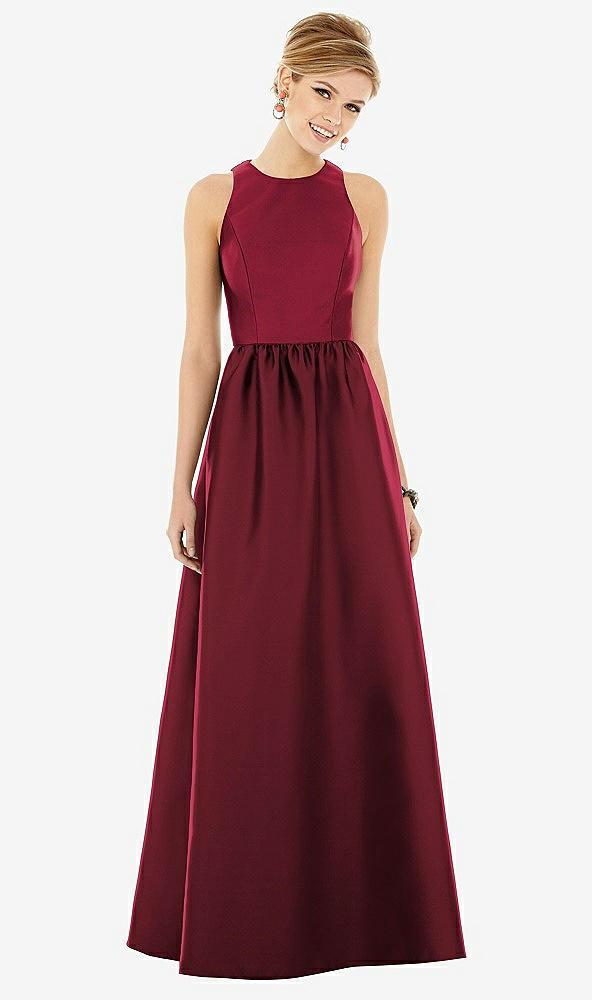 sleeveless keyhole back satin maxi dress