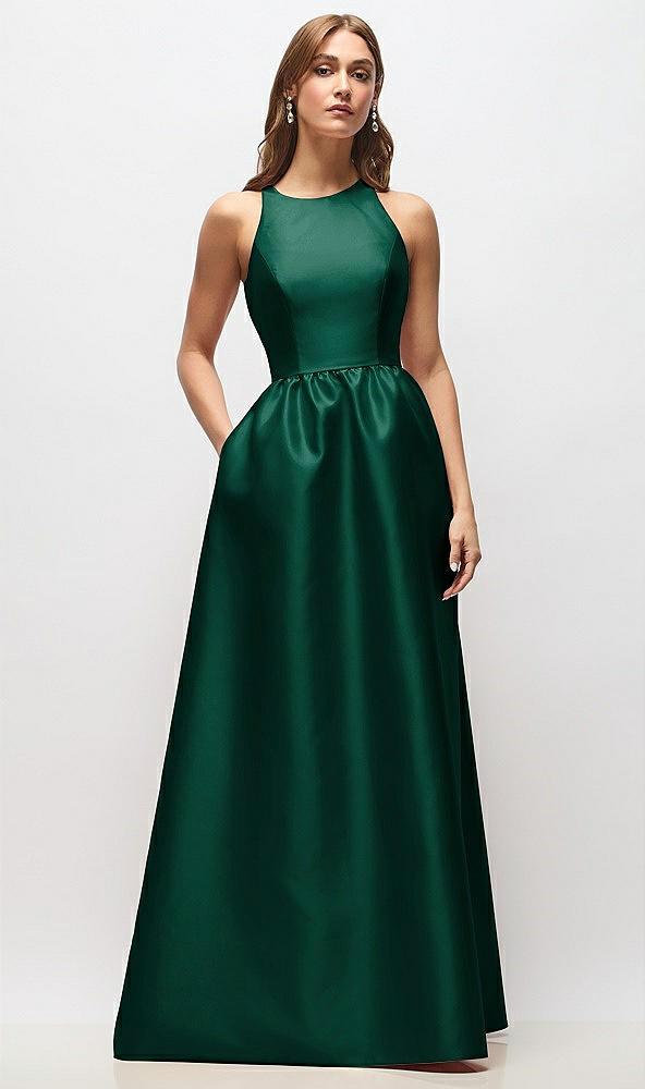 sleeveless keyhole back satin maxi dress