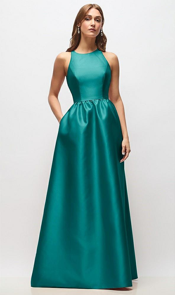 sleeveless keyhole back satin maxi dress