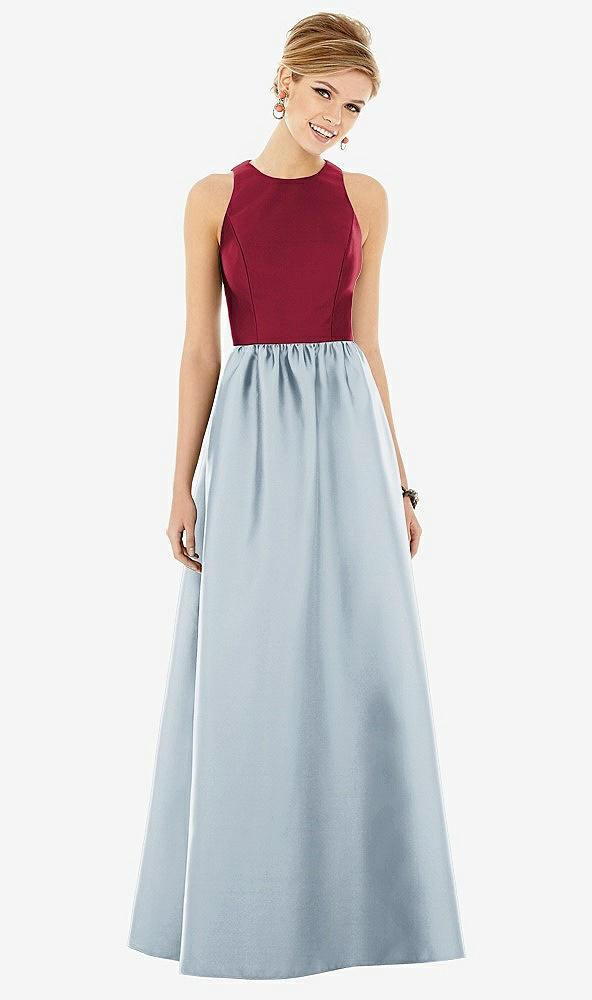 sleeveless keyhole back satin maxi dress
