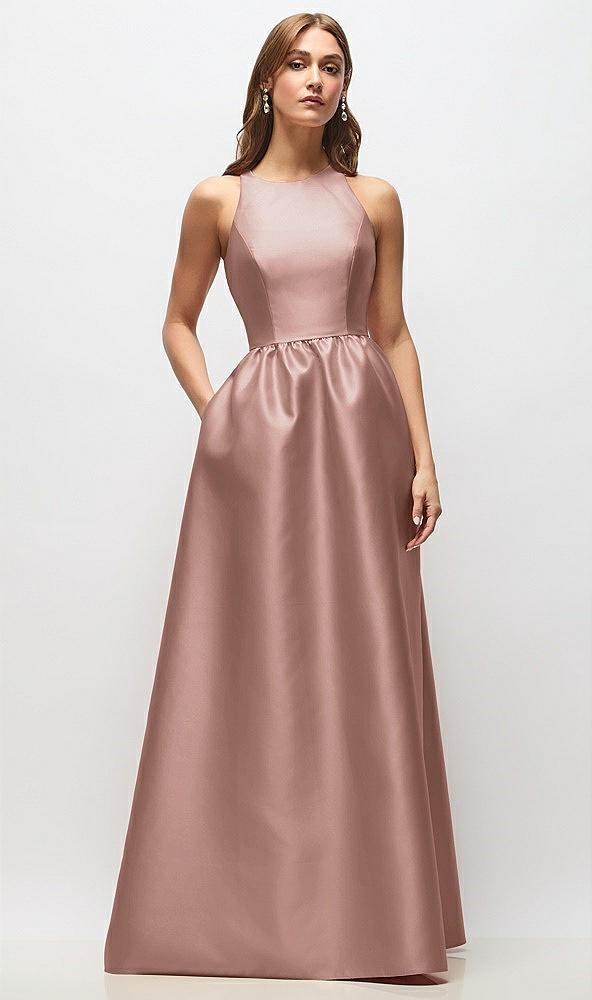 sleeveless keyhole back satin maxi dress